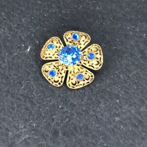 Blue Rhinestone Brooch